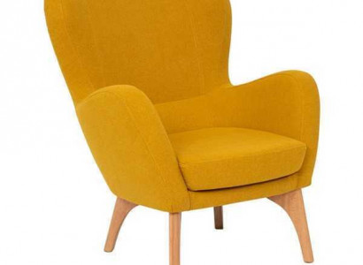 Yellow designer armchair upholstered living room lounge chair elegant single-seater
